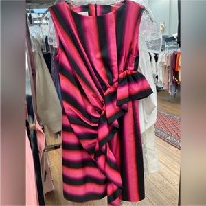 Dries Van Noten Pink & Black Len Lye Edition Gabardine Dress